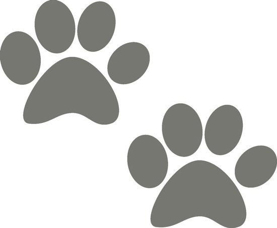 Patte de chien / pattes de chien - gris - autocollants de voiture - 2 pièces - 9,5 cm x 11,5 cm