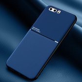 Voor Huawei Honor 9 Classic Tilt Strip Grain Magnetisch Schokbestendig PC + TPU Case (Blauw)