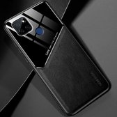 Voor OPPO Realme V3 All-inclusive leer + organisch glas beschermhoes met metalen ijzeren plaat (zwart)