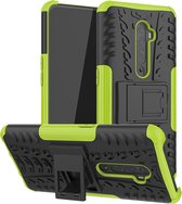 Voor OPPO RENO 2 Tire Texture TPU + PC schokbestendige hoes met houder (groen)