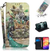 3D gekleurde tekening horizontale flip lederen tas met houder & kaartsleuven & portemonnee voor Huawei Mate 20 X (dierentuin)