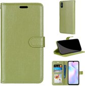 Voor Xiaomi Redmi 9A Pure Kleur Horizontale Flip PU lederen tas met houder & kaartsleuven & portemonnee & fotolijst (groen)