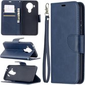 Voor Nokia 5.4 Retro Lambskin Texture Pure Color Horizontale Flip PU Leather Case met houder & kaartsleuven & portemonnee & Lanyard (blauw)
