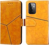 Voor Samsung Galaxy A72 5G Geometrische stiksels Horizontale flip TPU + PU lederen tas met houder & kaartsleuven en portemonnee (geel)