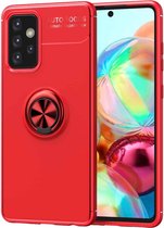 Voor Samsung Galaxy A52 5G metalen ringhouder 360 graden roterende TPU-hoes (rood + rood)