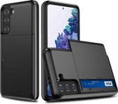 Voor Samsung Galaxy S21 + 5G schokbestendige beschermhoes met kaartsleuf (zwart)