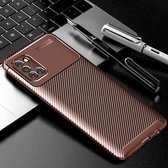 Voor Galaxy A31 Carbon Fibre Texture Shockproof TPU Case (Bruin)