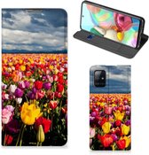 Stand Case Moederdag Cadeau Geschikt voor Samsung Galaxy A71 Telefoonhoesje met foto Tulpen