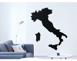 HOUTEN WANDDECORATIE / WOODEN WALL DECORATION - MUURDECORATIE / WALL ART - LANDKAART ITALIË / COUNTRY MAP ITALY - 60 x 71cm - ZWART / BLACK - WANDFIGUUR ITALIA - ECHT HOUT - REAL WOOD