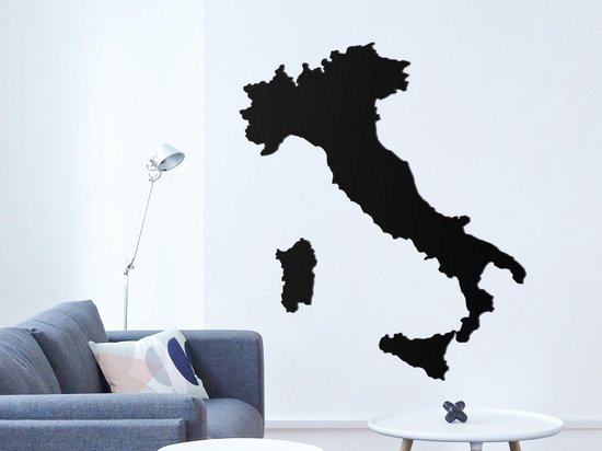 HOUTEN WANDDECORATIE / WOODEN WALL DECORATION - MUURDECORATIE / WALL ART - LANDKAART ITALIË / COUNTRY MAP ITALY - 60 x 71cm - ZWART / BLACK - WANDFIGUUR ITALIA - ECHT HOUT - REAL WOOD