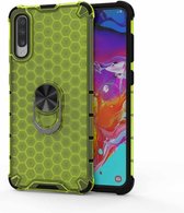 Voor Samsung Galaxy A20 schokbestendige honingraat PC + TPU ringhouder beschermhoes (groen)