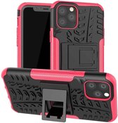 Voor iPhone 11 Pro Tyre Texture TPU + PC schokbestendig hoesje met houder (roze)
