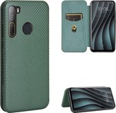 Voor HTC Desire 20 Pro Carbon Fiber Texture Magnetische Horizontale Flip TPU + PC + PU Leather Case met Card Slot (Groen)