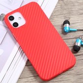 Carbon Fiber Texture PP beschermhoes voor iPhone 12 mini (rood)