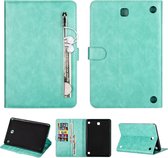 Voor Samsung Galaxy Tab A8.0 (2015) T35 Mode Kalfsstructuur Rits Horizontale Flip Leren Case met Standaard & Kaartsleuven & Portemonnee & Wek- / Slaapfunctie (Groen)