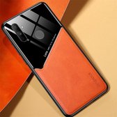 Voor OPPO Realme C3 All-inclusive lederen + organische glazen beschermhoes met metalen ijzeren plaat (geel)