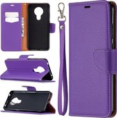 Voor Nokia 5.3 Litchi Texture Pure Color Horizontale Flip Leren Case met Houder & Kaartsleuven & Portemonnee & Lanyard (Paars)