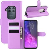 Voor Motorola One Zoom Litchi Texture Horizontale Flip Leren Case met Portemonnee & Houder & Kaartsleuven (Paars)