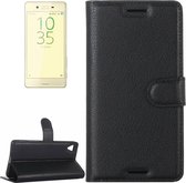 Litchi Texture Horizontale Flip Leren Case met Houder & Kaartsleuven & Portemonnee voor Sony Xperia X Performance (Zwart)