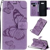 Voor LG G8X Pressed Printing Butterfly Pattern Horizontale Flip PU lederen tas met houder & kaartsleuven & portemonnee & lanyard (paars)