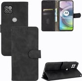 Voor Motorola Moto G 5G Effen Kleur Huidgevoel Magnetische Gesp Horizontale Flip Kalftextuur PU Lederen Case met Houder & Kaartsleuven & Portemonnee (Zwart)