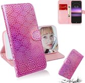 Voor Sony Xperia 1 Effen Kleur Kleurrijke Magnetische Gesp Horizontale Flip PU Lederen Case met Houder & Kaartsleuven & Portemonnee & Lanyard (Roze)