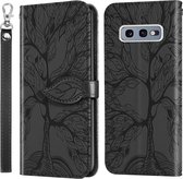 Voor Samsung Galaxy S10e Life of Tree Embossing Pattern Horizontale Flip lederen tas met houder & kaartsleuf & portemonnee & fotolijst & lanyard (zwart)