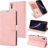 Fantasie Klassiek Huidgevoel Kalfsleer Textuur Magnetische gesp Horizontale Flip PU lederen tas met houder & kaartsleuf & portemonnee voor iPhone XR (Rose Gold)