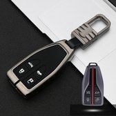 Auto Lichtgevende All-inclusive Zinklegering Sleutel Beschermhoes Sleutel Shell voor Hong Qi B Stijl Smart 4-knop (Gun Metal)