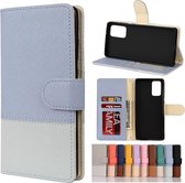 Voor Samsung Galaxy Note20 Kleur splitsen Horizontale flip lederen tas met houder & kaartsleuven & portemonnee & fotolijst (lichtblauw)