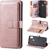 Voor Samsung Galaxy M11 multifunctionele magnetische koperen gesp horizontale flip effen kleur lederen tas met 10 kaartsleuven & portemonnee & houder & fotolijst (rose goud)