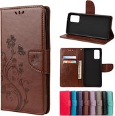 Voor Samsung Galaxy Note20 Butterfly Flower Embossing Horizontale Flip Leather Case met houder & kaartsleuven & portemonnee (bruin)