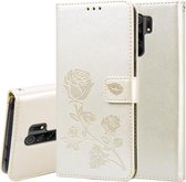 Voor Xiaomi Redmi 9 Rose reliëf horizontale flip PU lederen tas met houder & kaartsleuven & portemonnee (goud)