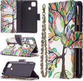 Voor Xiaomi Redmi 9C Gekleurde Tekening Patroon Rits Horizontale Flip Leren Case met Houder & Kaartsleuven & Portemonnee (Boom)