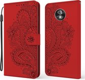 Voor Motorola Moto E5 Spelen Pauw Reliëf Patroon Horizontale Flip Leren Case met Houder & Kaartsleuven & Portemonnee & Lanyard (Rood)