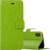 Voor iPhone X / XS Crazy Horse Texture Horizontale lederen flip-hoes met houder & kaartsleuven & portemonnee & fotolijst (groen)