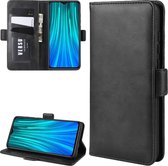 Voor Xiaomi Redmi Note 8 Pro Dubbele Gesp Crazy Horse Zakelijke Mobiele Telefoon Holster met Kaart Portemonnee Beugel Functie (Zwart)