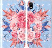 Voor Xiaomi Redmi 7A 3D-schilderij Gekleurd tekeningpatroon Horizontaal Flip TPU + PU-lederen hoes met houder & kaartsleuven & portemonnee & lanyard (kleurrijke bloemen)