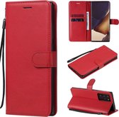 Voor Samsung Galaxy Note20 Ultra effen kleur horizontaal Flip PU lederen tas met houder & kaartsleuven & portemonnee & lanyard (rood)