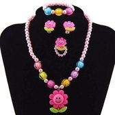 Fako Bijoux® - Set collier enfant - Plastique - Fleurs - Rose clair