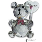 Kristallen beer met edelsteentje Opaal, Oktober , geboortesteen