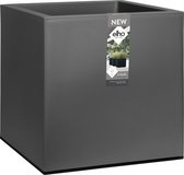 Elho Vivo Matt Finish Vierkant Wielen 40 - Plantenbak voor Binnen & Buiten  - L 39 x W 39 x H 41 cm - Zwart