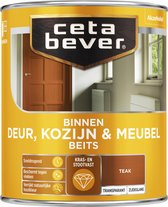 CetaBever Binnen Deur, Kozijn & Meubel Beits - Zijdeglans - Teak - 750 ml