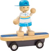 Houten speelgoed / pull back skater Charly / zelf rijdend mini skateboard