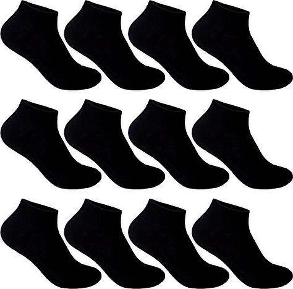 Teckel sneaker sokken katoen naadloos 12 paar - zwart - 43/46
