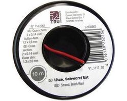TRU COMPONENTS 1567051 Draad 2 x 0.14 mm² Zwart, Rood 10 m