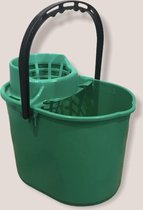 Groene dweilemmer/mopemmer 12 liter met korf - Vloer reinigen/dweilen - Kunststof/plastic dweil emmer - Schoonmaakartikelen