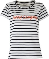 MOOI! Company - T-shirt streep - Korte mouw Top Lizz - Losse pasvorm - Kleur Navy Wit- XL