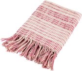 Oneiro's Luxe Acryl Plaid REGI Paars/Beige - 130 x 170 cm - polyester - katoen - plaid - plaids - plaid zwart - deken - wonen - interieur - cozy