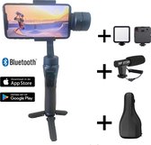 BalkaVision® Gimbal- Stabilizer smartphone met ingebouwde powerbank- Met gratis microfoon, beschermhoes, led light en trimpot- te gebruiken met een App (IOS & Android)- Bluetooth- Usb oplaadb